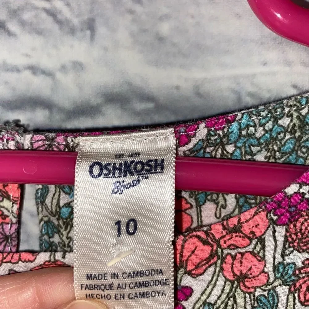 Oshkosh floral print longsleeve top, freestyle ruffle skirt sz 10 girls